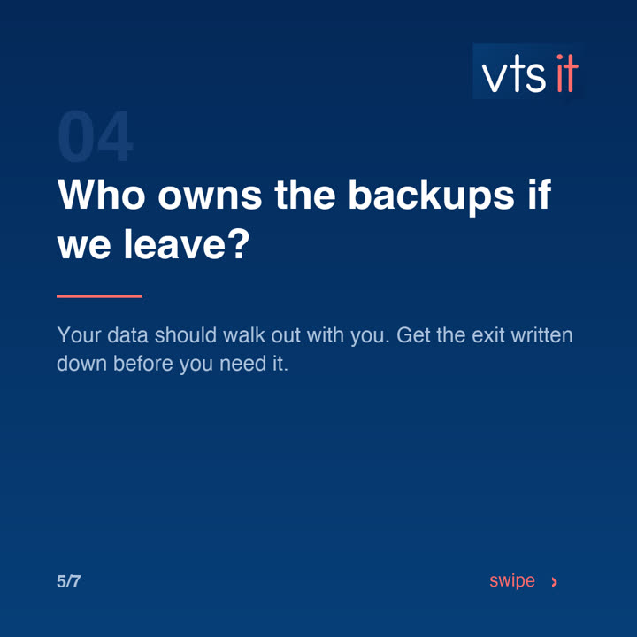 Slide 5: Who owns the backups if we leave?